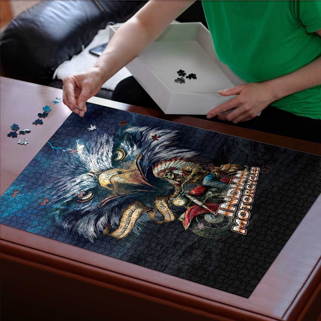 American Indian Legendary Motorcycle Puzzle Native American Retro Rider - Wonder Print Shop