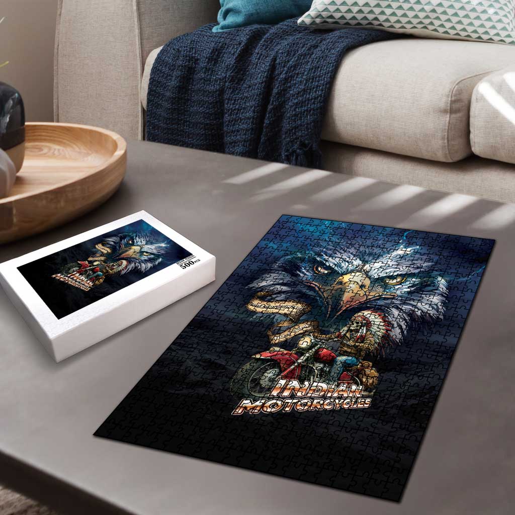 American Indian Legendary Motorcycle Puzzle Native American Retro Rider - Wonder Print Shop