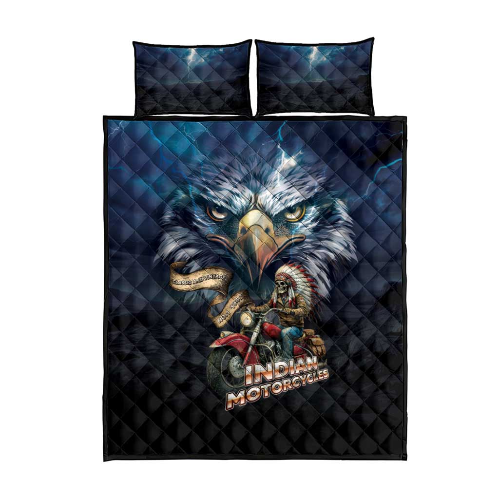 American Indian Legendary Motorcycle Quilt Bed Set Native American Retro Rider - Wonder Print Shop