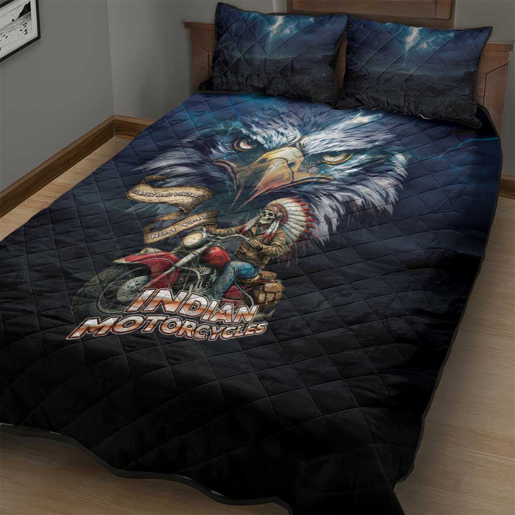 American Indian Legendary Motorcycle Quilt Bed Set Native American Retro Rider - Wonder Print Shop