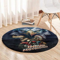 American Indian Legendary Motorcycle Round Carpet Native American Retro Rider - Wonder Print Shop