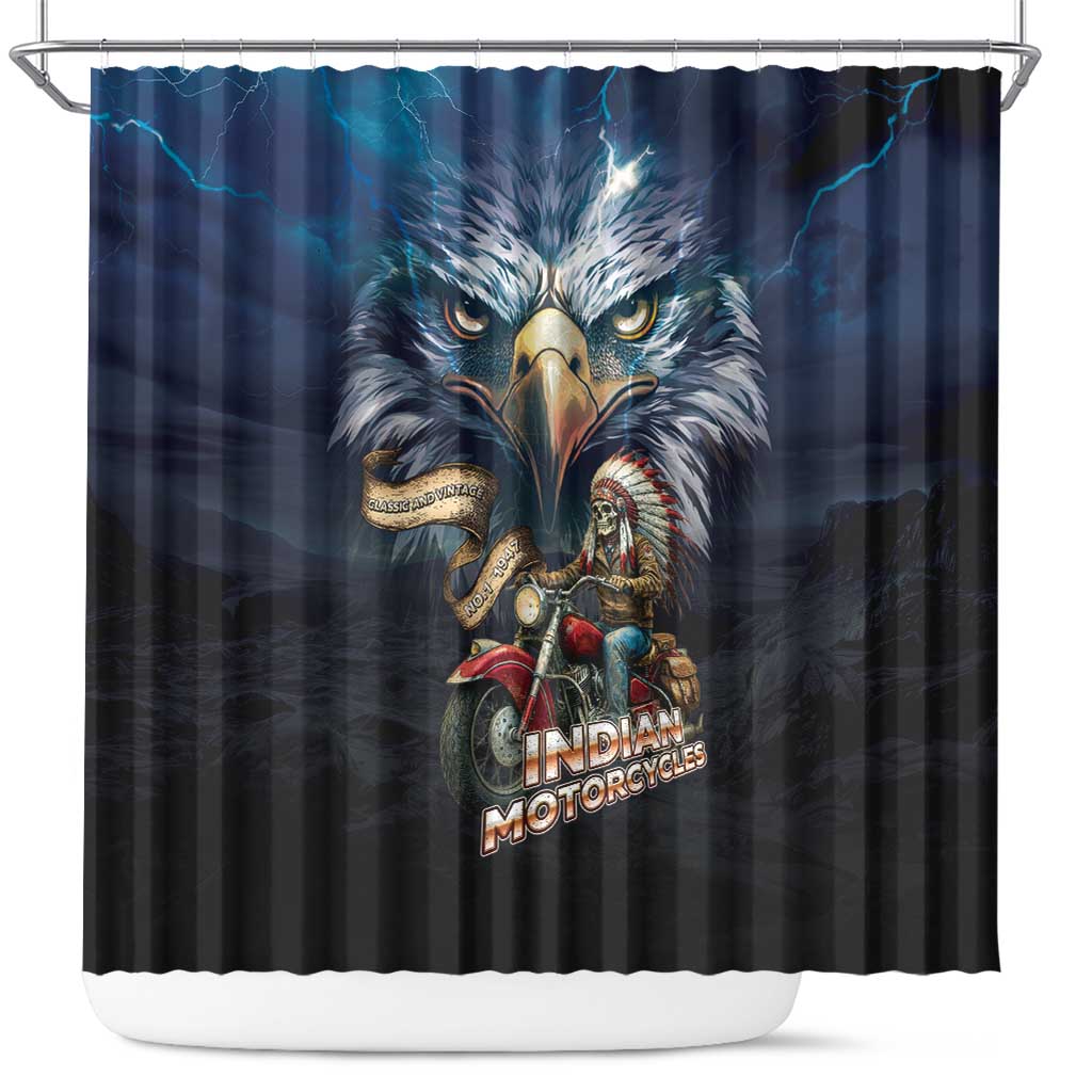 American Indian Legendary Motorcycle Shower Curtain Native American Retro Rider - Wonder Print Shop