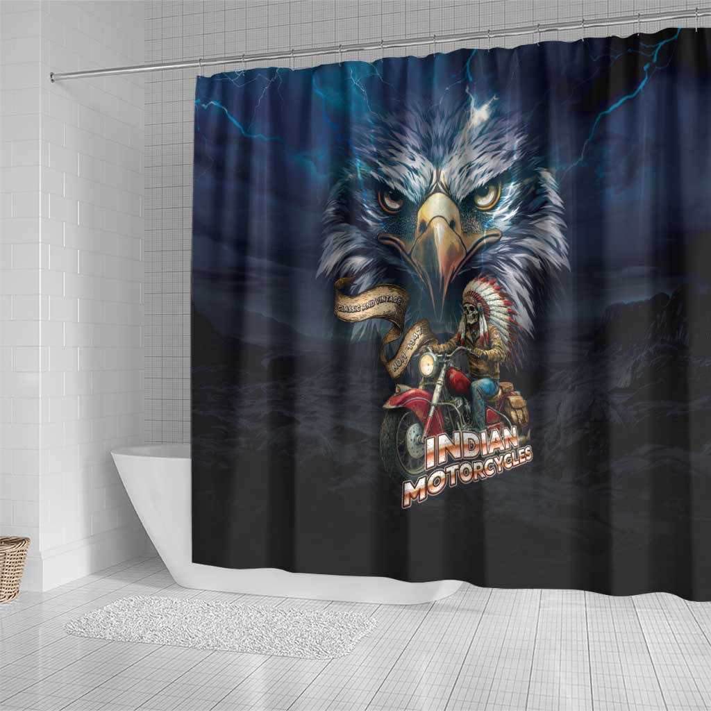 American Indian Legendary Motorcycle Shower Curtain Native American Retro Rider - Wonder Print Shop