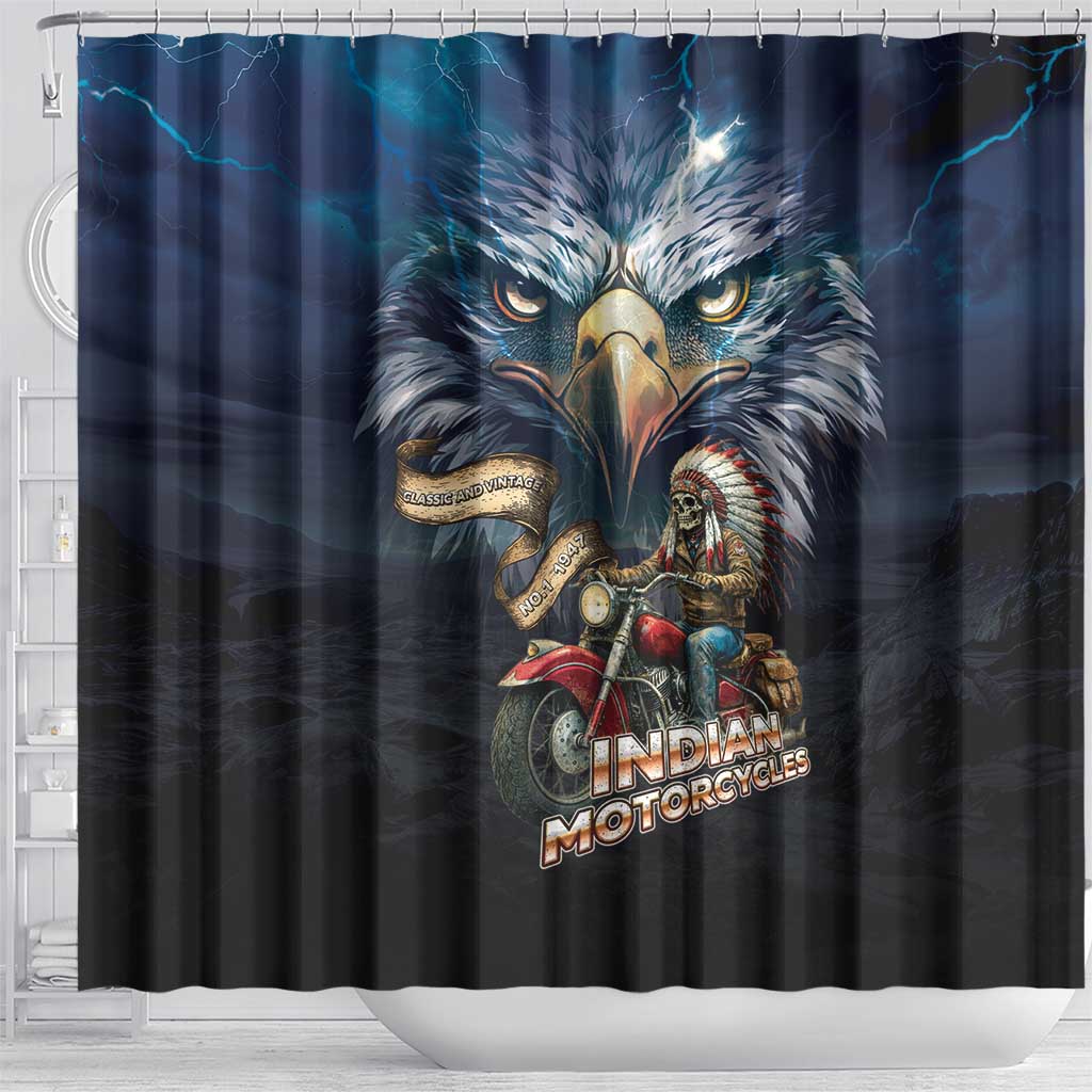 American Indian Legendary Motorcycle Shower Curtain Native American Retro Rider - Wonder Print Shop