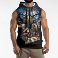 American Indian Legendary Motorcycle Sleeveless Zip Hoodie Native American Retro Rider - Wonder Print Shop