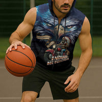 American Indian Legendary Motorcycle Sleeveless Zip Hoodie Native American Retro Rider - Wonder Print Shop