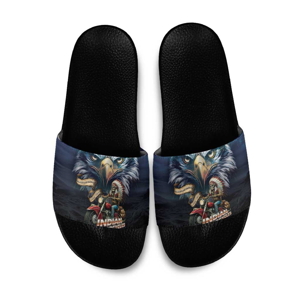 American Indian Legendary Motorcycle Slide Sandals Native American Retro Rider - Wonder Print Shop