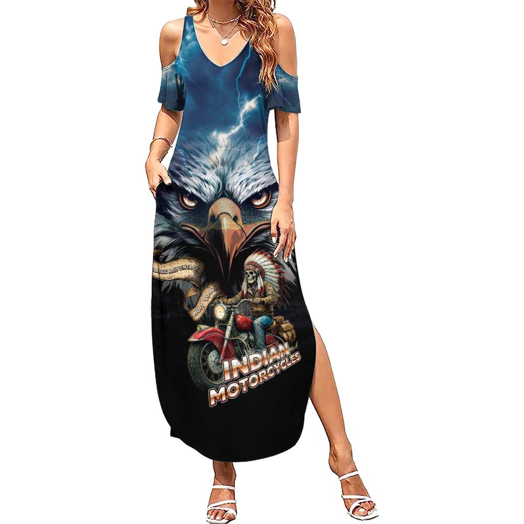 American Indian Legendary Motorcycle Summer Maxi Dress Native American Retro Rider - Wonder Print Shop