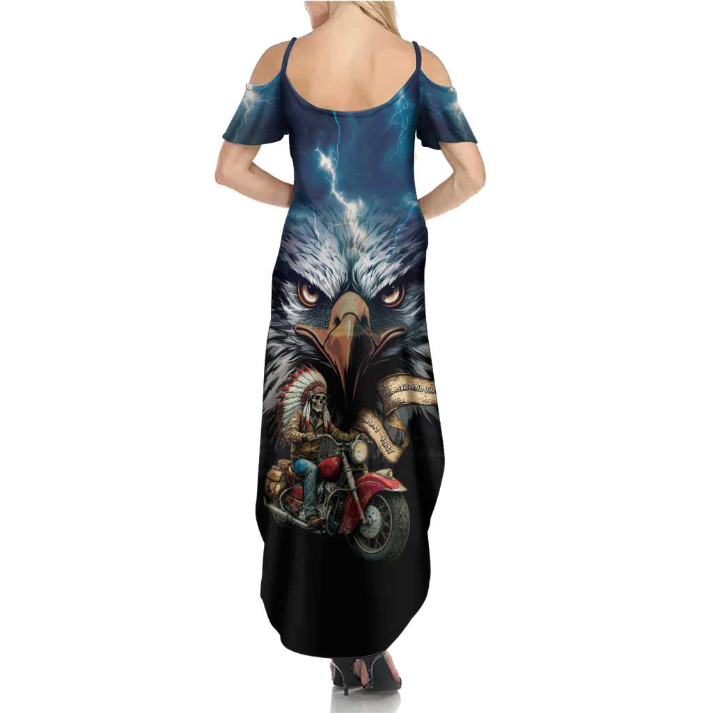 American Indian Legendary Motorcycle Summer Maxi Dress Native American Retro Rider - Wonder Print Shop