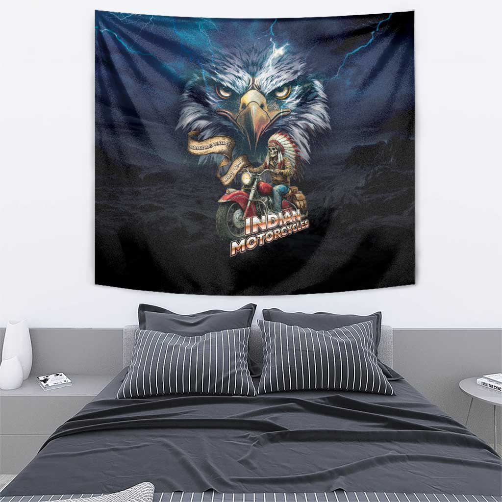 American Indian Legendary Motorcycle Tapestry Native American Retro Rider - Wonder Print Shop