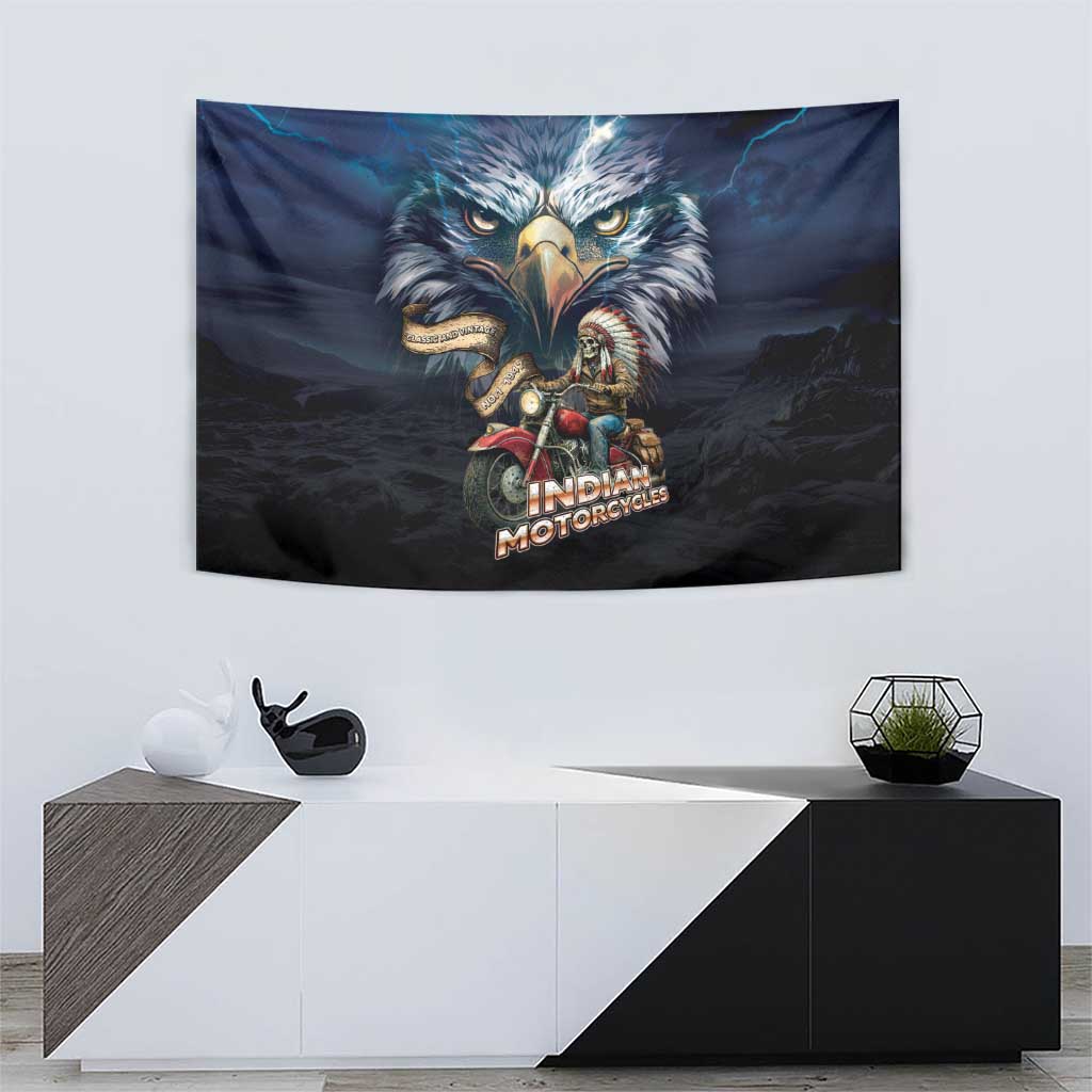 American Indian Legendary Motorcycle Tapestry Native American Retro Rider - Wonder Print Shop
