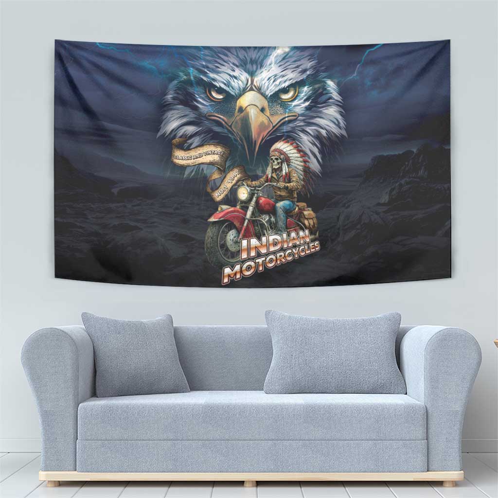 American Indian Legendary Motorcycle Tapestry Native American Retro Rider - Wonder Print Shop