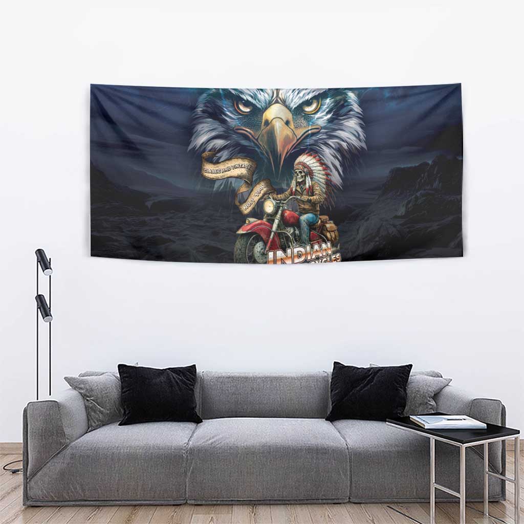 American Indian Legendary Motorcycle Tapestry Native American Retro Rider - Wonder Print Shop