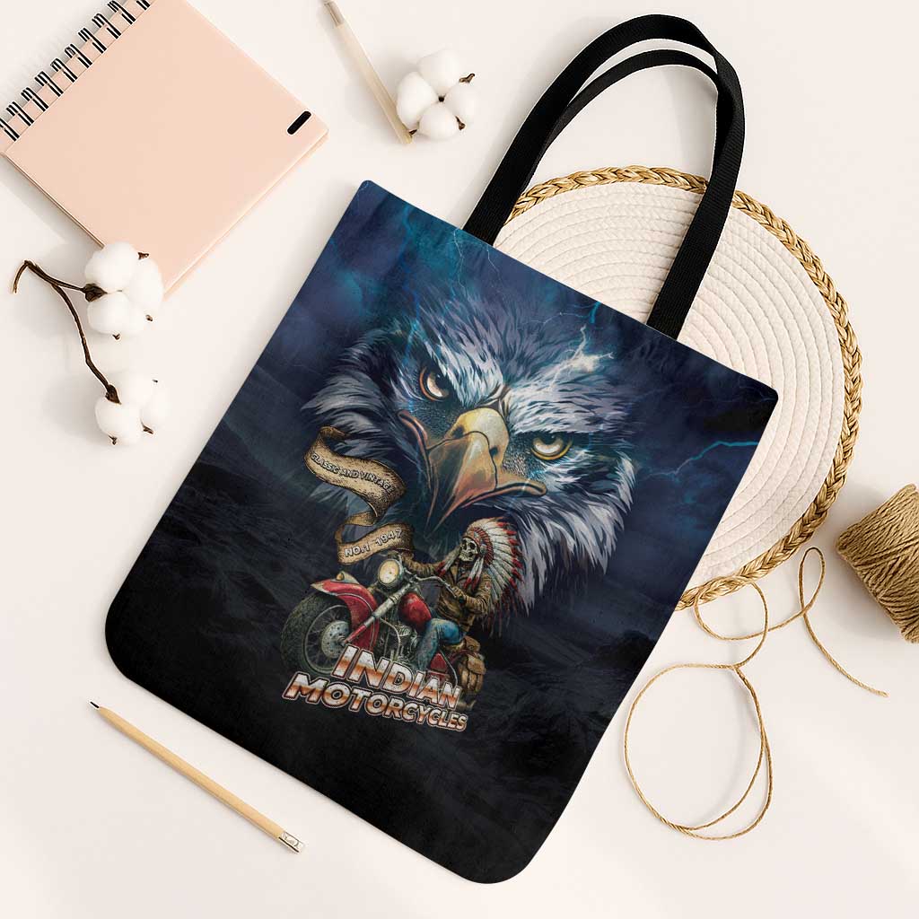 American Indian Legendary Motorcycle Tote Bag Native American Retro Rider - Wonder Print Shop