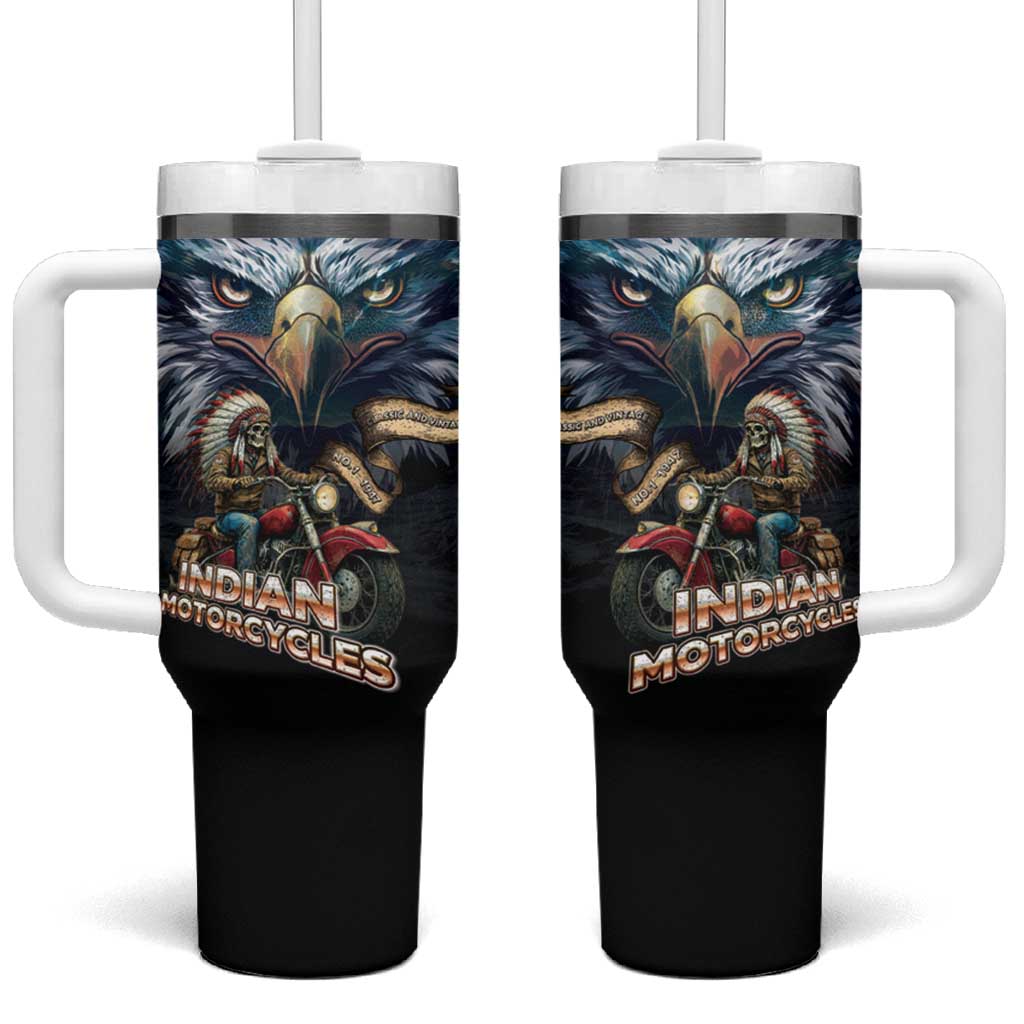 American Indian Legendary Motorcycle Tumbler With Handle Native American Retro Rider - Wonder Print Shop