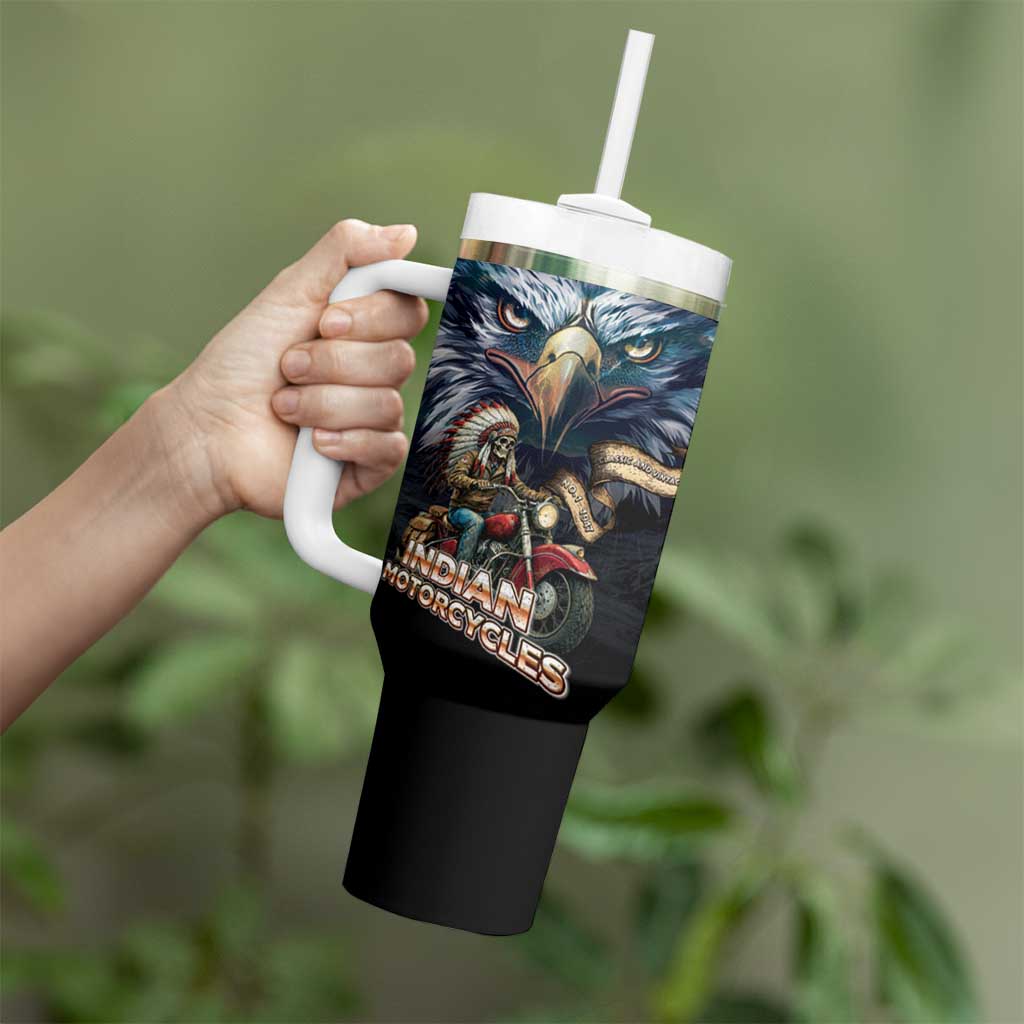 American Indian Legendary Motorcycle Tumbler With Handle Native American Retro Rider - Wonder Print Shop