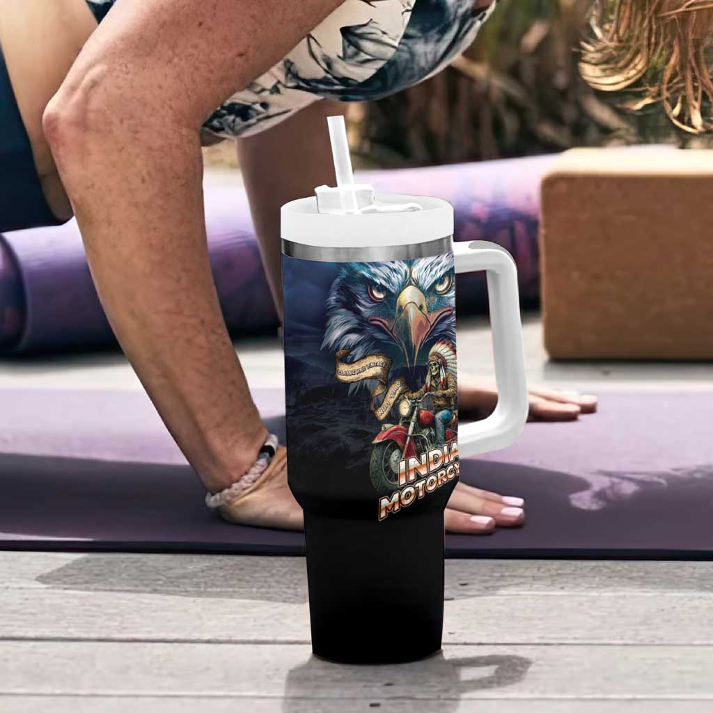 American Indian Legendary Motorcycle Tumbler With Handle Native American Retro Rider - Wonder Print Shop