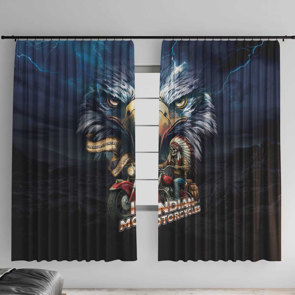 American Indian Legendary Motorcycle Window Curtain Native American Retro Rider - Wonder Print Shop
