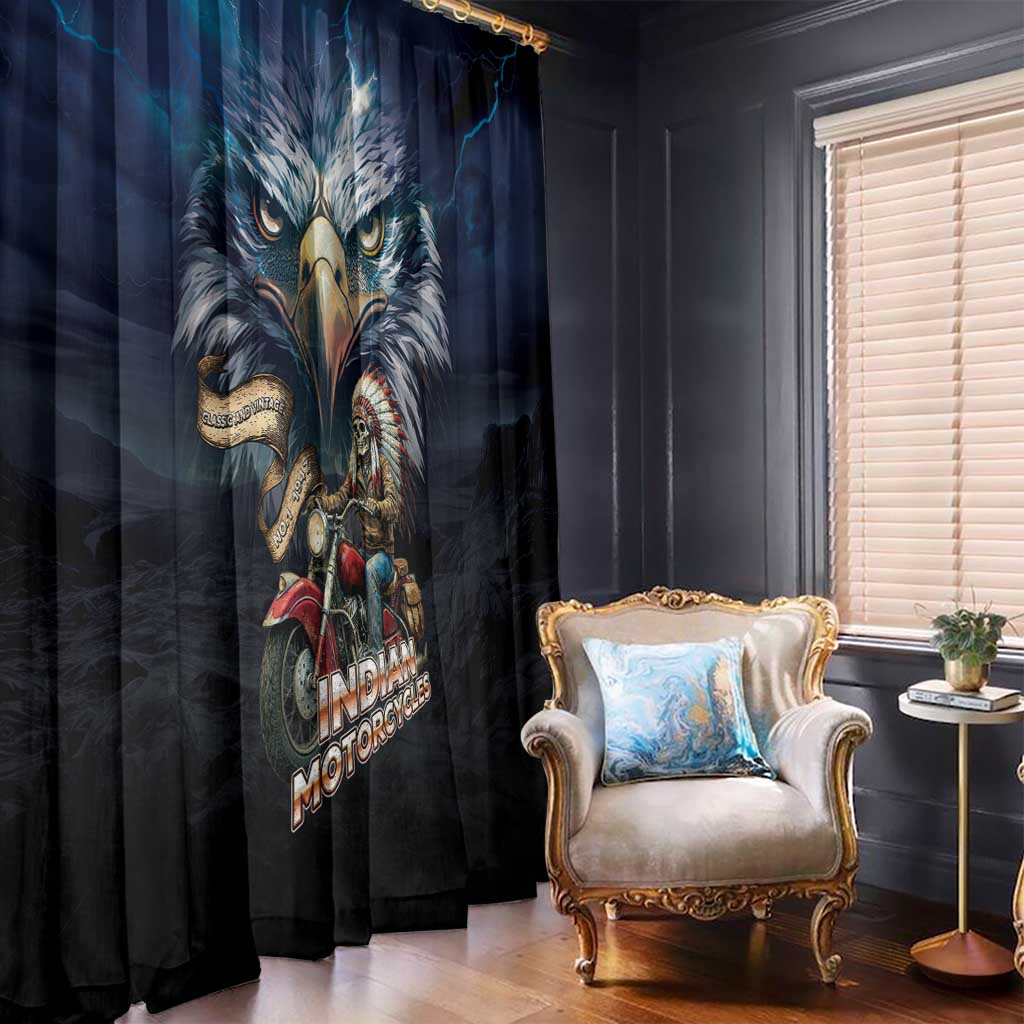 American Indian Legendary Motorcycle Window Curtain Native American Retro Rider - Wonder Print Shop