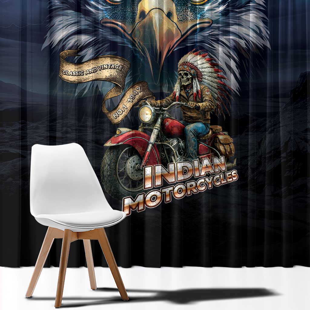American Indian Legendary Motorcycle Window Curtain Native American Retro Rider - Wonder Print Shop