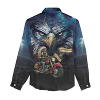 American Indian Legendary Motorcycle Women Casual Shirt Native American Retro Rider - Wonder Print Shop