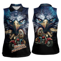 American Indian Legendary Motorcycle Women Sleeveless Polo Shirt Native American Retro Rider - Wonder Print Shop