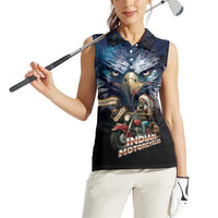 American Indian Legendary Motorcycle Women Sleeveless Polo Shirt Native American Retro Rider - Wonder Print Shop