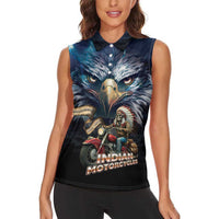 American Indian Legendary Motorcycle Women Sleeveless Polo Shirt Native American Retro Rider - Wonder Print Shop