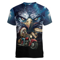 American Indian Legendary Motorcycle Women V-Neck T-Shirt Native American Retro Rider - Wonder Print Shop