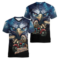 American Indian Legendary Motorcycle Women V-Neck T-Shirt Native American Retro Rider - Wonder Print Shop