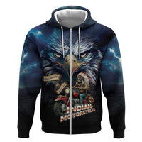 American Indian Legendary Motorcycle Zip Hoodie Native American Retro Rider - Wonder Print Shop