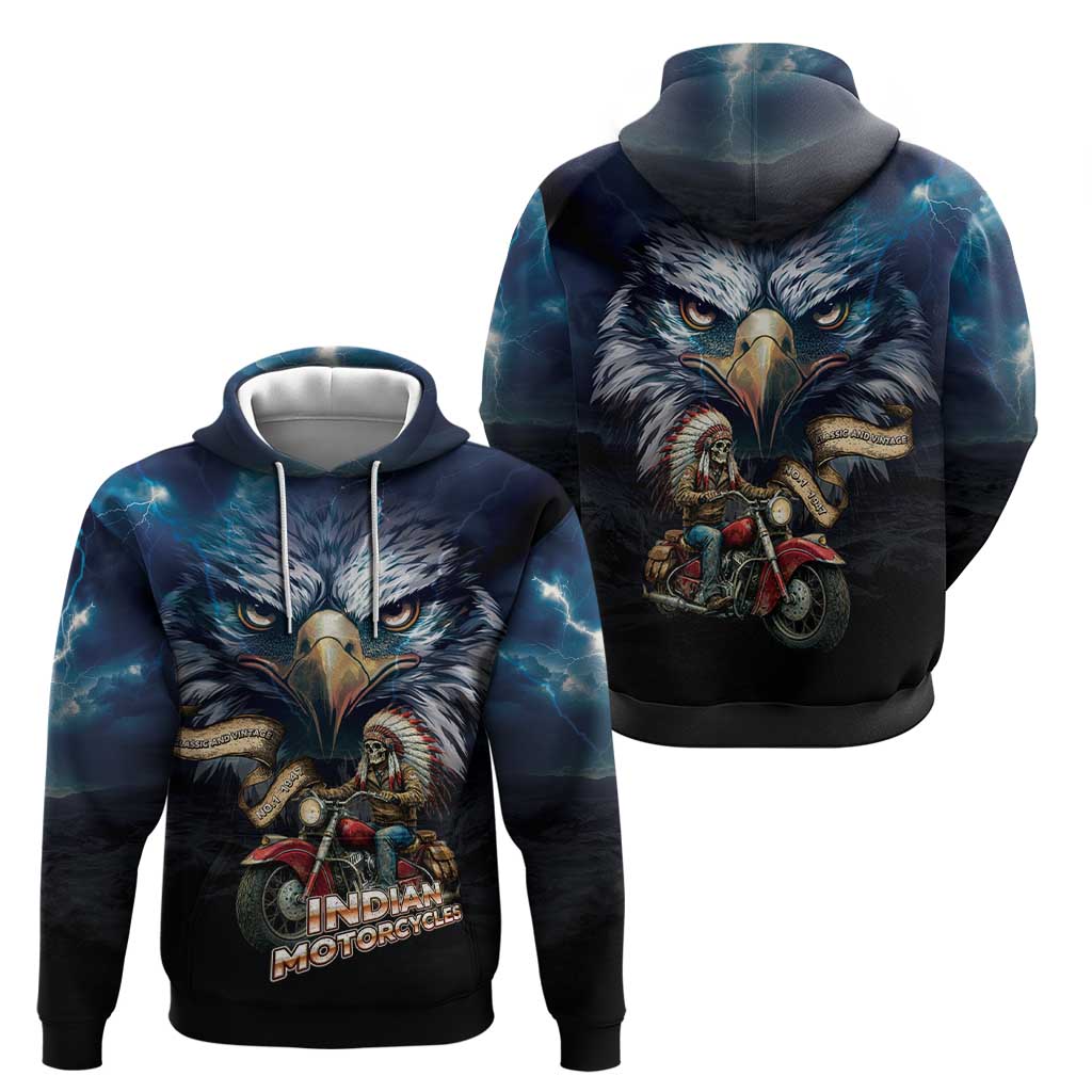 American Indian Legendary Motorcycle Zip Hoodie Native American Retro Rider - Wonder Print Shop