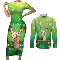 St Patrick's Day Couples Matching Short Sleeve Bodycon Dress and Long Sleeve Button Shirt Ready To Shamrock