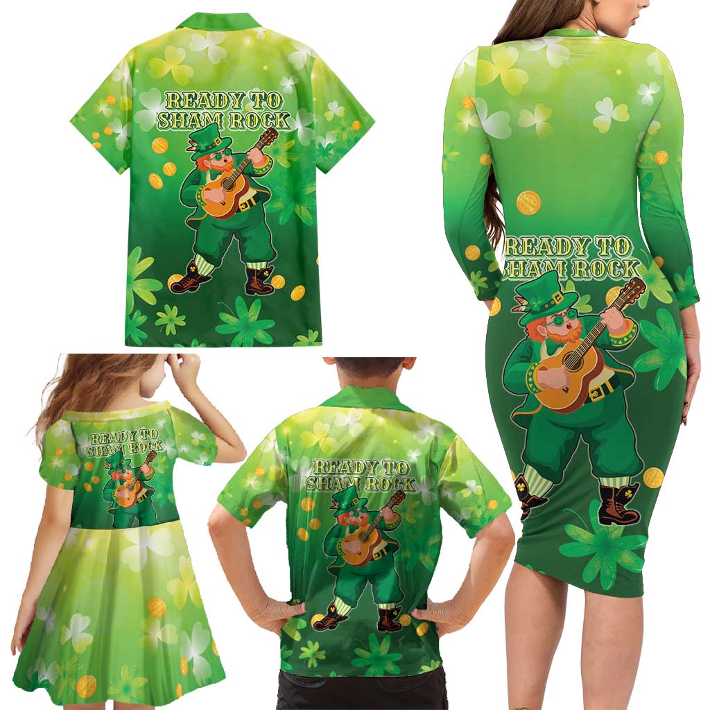 St Patrick's Day Family Matching Long Sleeve Bodycon Dress and Hawaiian Shirt Ready To Shamrock