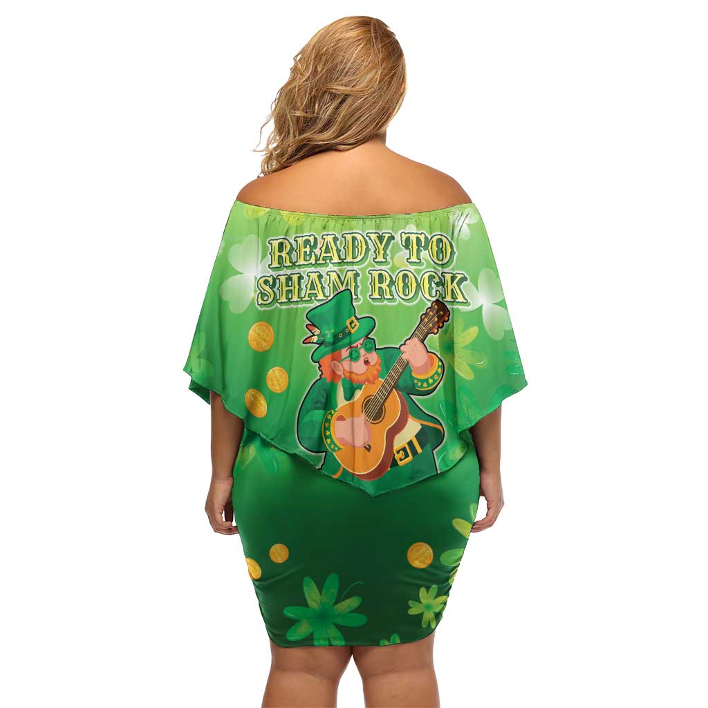 St Patrick's Day Family Matching Off Shoulder Short Dress and Hawaiian Shirt Ready To Shamrock