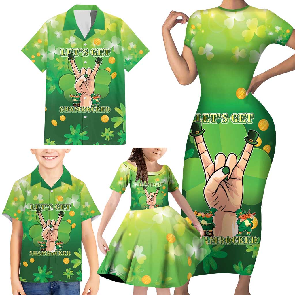 St Patrick's Day Family Matching Short Sleeve Bodycon Dress and Hawaiian Shirt Ready To Shamrock