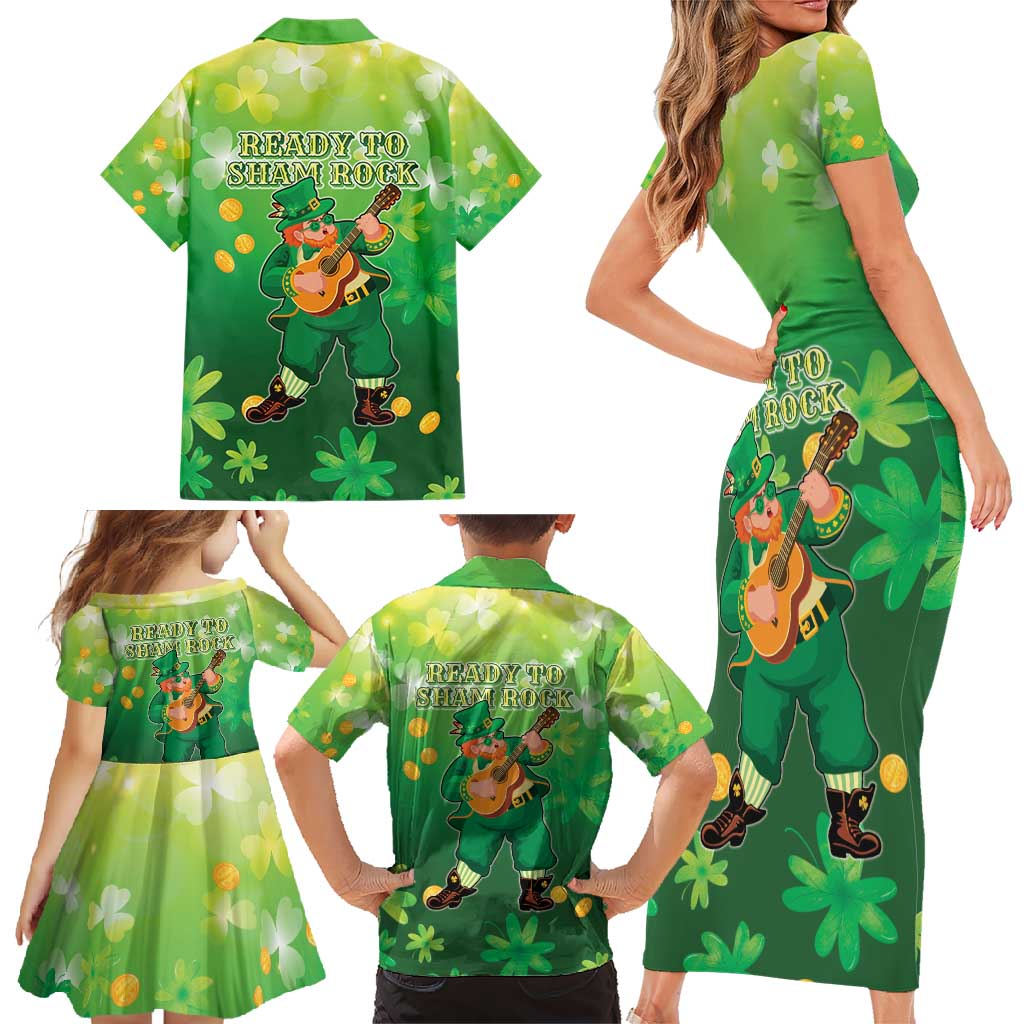St Patrick's Day Family Matching Short Sleeve Bodycon Dress and Hawaiian Shirt Ready To Shamrock