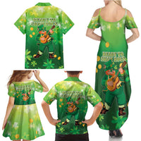 St Patrick's Day Family Matching Summer Maxi Dress and Hawaiian Shirt Ready To Shamrock