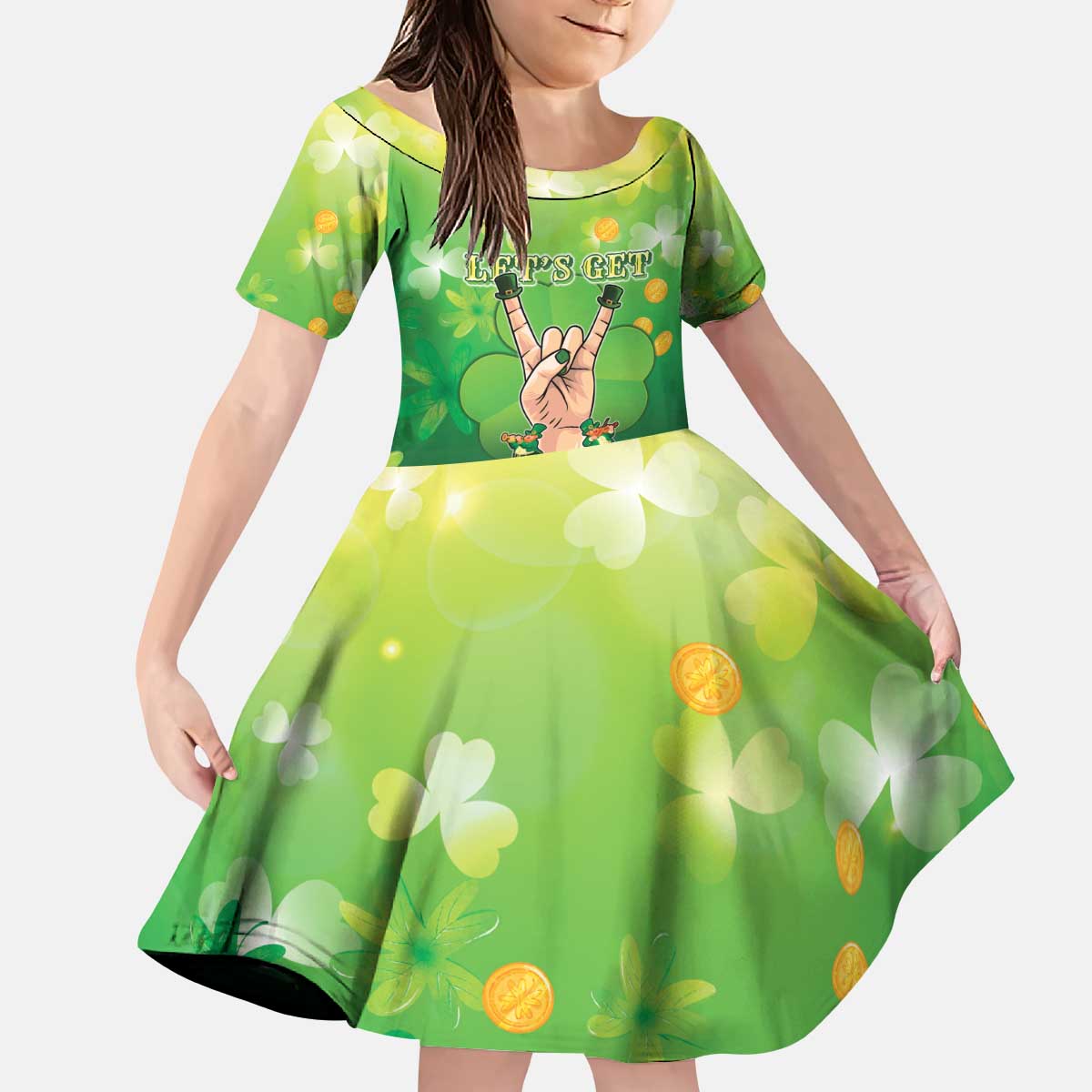 St Patrick's Day Kid Short Sleeve Dress Ready To Shamrock