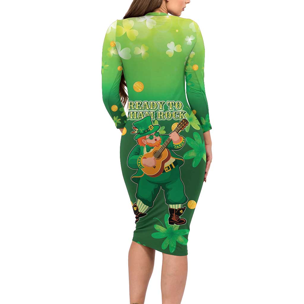 St Patrick's Day Long Sleeve Bodycon Dress Ready To Shamrock