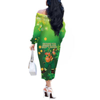 St Patrick's Day Off The Shoulder Long Sleeve Dress Ready To Shamrock