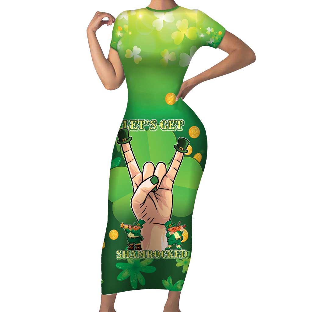 St Patrick's Day Short Sleeve Bodycon Dress Ready To Shamrock
