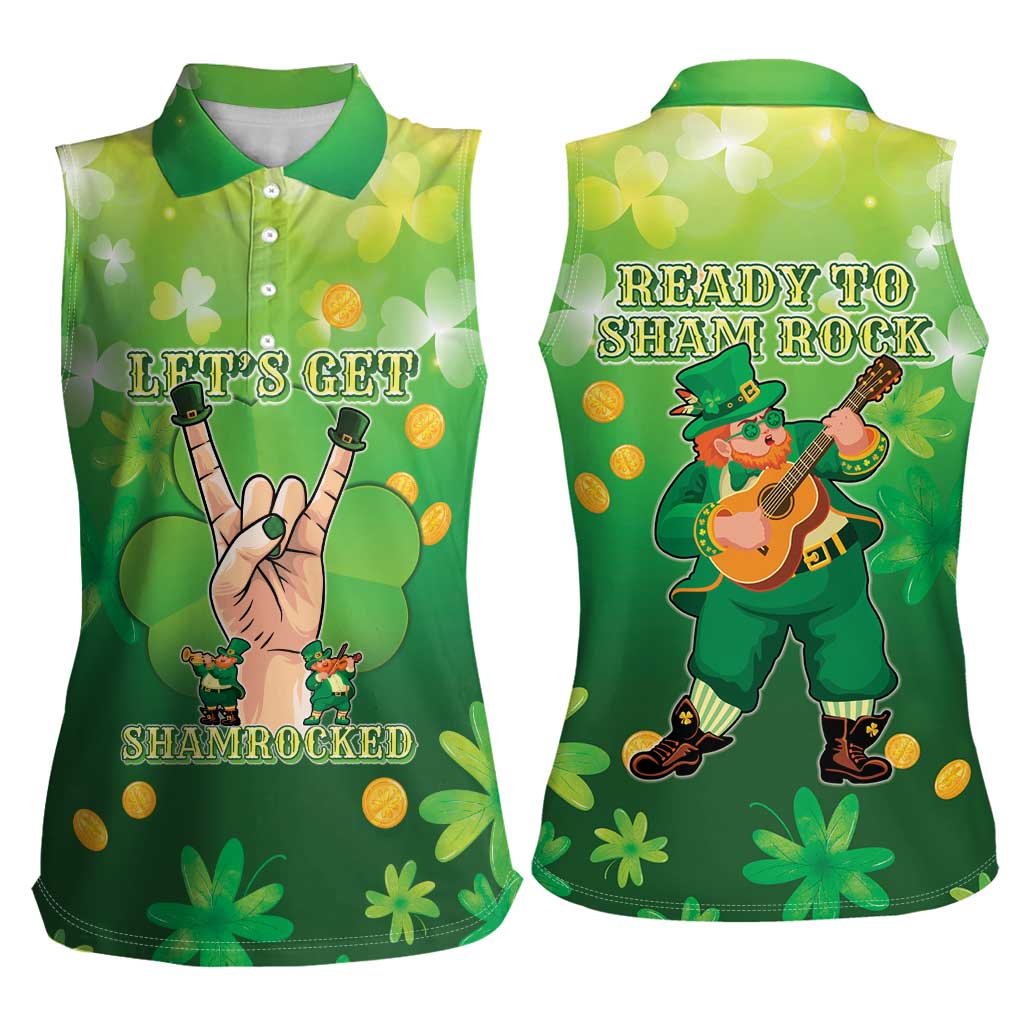 St Patrick's Day Women Sleeveless Polo Shirt Ready To Shamrock