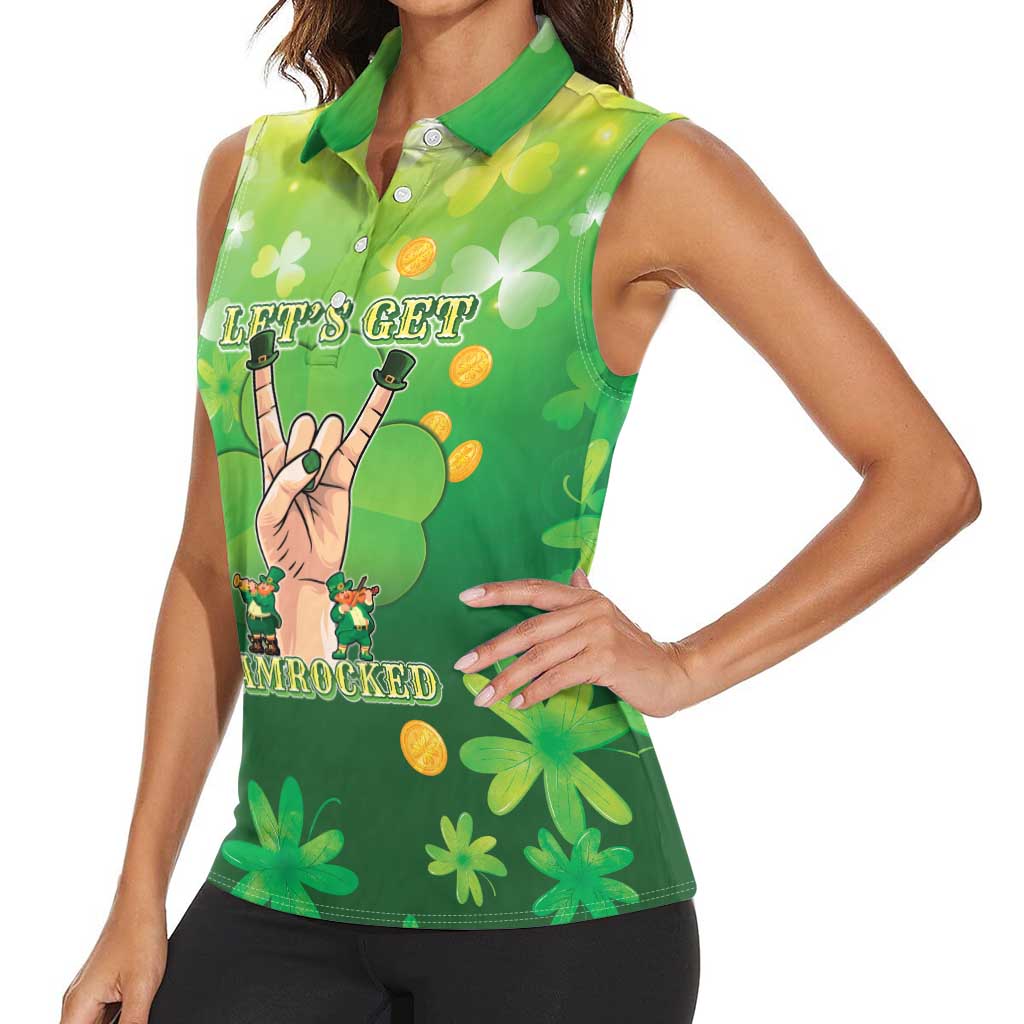 St Patrick's Day Women Sleeveless Polo Shirt Ready To Shamrock