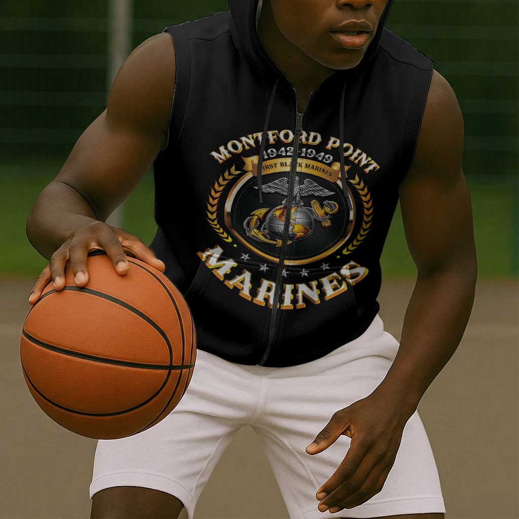 Montford Point Marines Legacy Sleeveless Zip Hoodie Honoring The Legend