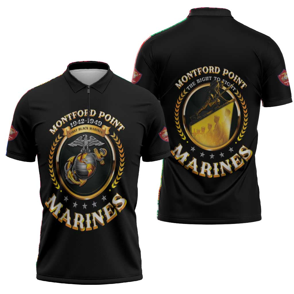 Montford Point Marines Legacy Zipper Polo Shirt Honoring The Legend