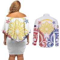 Philippines Couples Matching Off Shoulder Short Dress and Long Sleeve Button Shirt Katipunan Andres Bonifacio