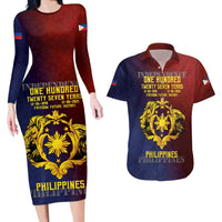 Philippines 127th Independence Day Couples Matching Long Sleeve Bodycon Dress and Hawaiian Shirt Special Style