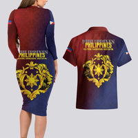 Philippines 127th Independence Day Couples Matching Long Sleeve Bodycon Dress and Hawaiian Shirt Special Style