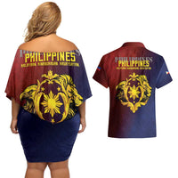 Philippines 127th Independence Day Couples Matching Off Shoulder Short Dress and Hawaiian Shirt Special Style